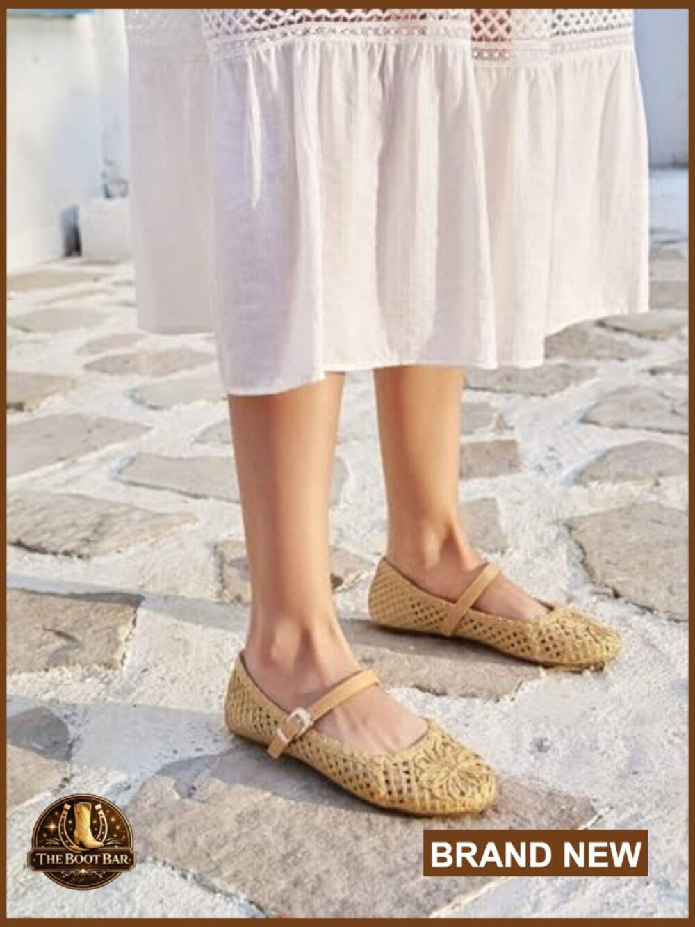Woven Mary Jane Ballet Flats with Memory Foam Insole, Adjustable Strap - Picture 2 of 7